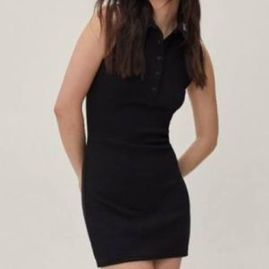 Divided H&M Black Ribbed Collared Button Down Dress | Size S | NWT
